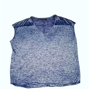 White House Black Market Size L Blue/pearlecent grey/silver casual top.
